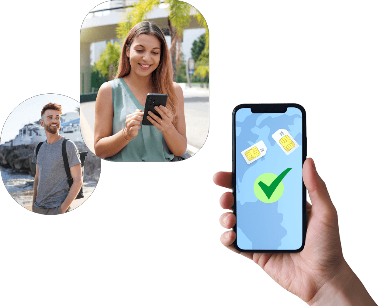 Travelers using eSIM data plans on their phones abroad